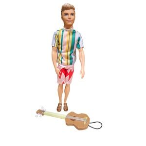 Mattel Ken Fashionistas Doll GHW Blonde Blue Eyes Striped Shirt Guitar Accessory